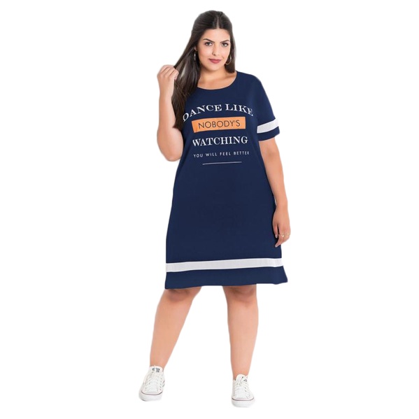 Vestido Plus Size Feminino com Estampa Frontal