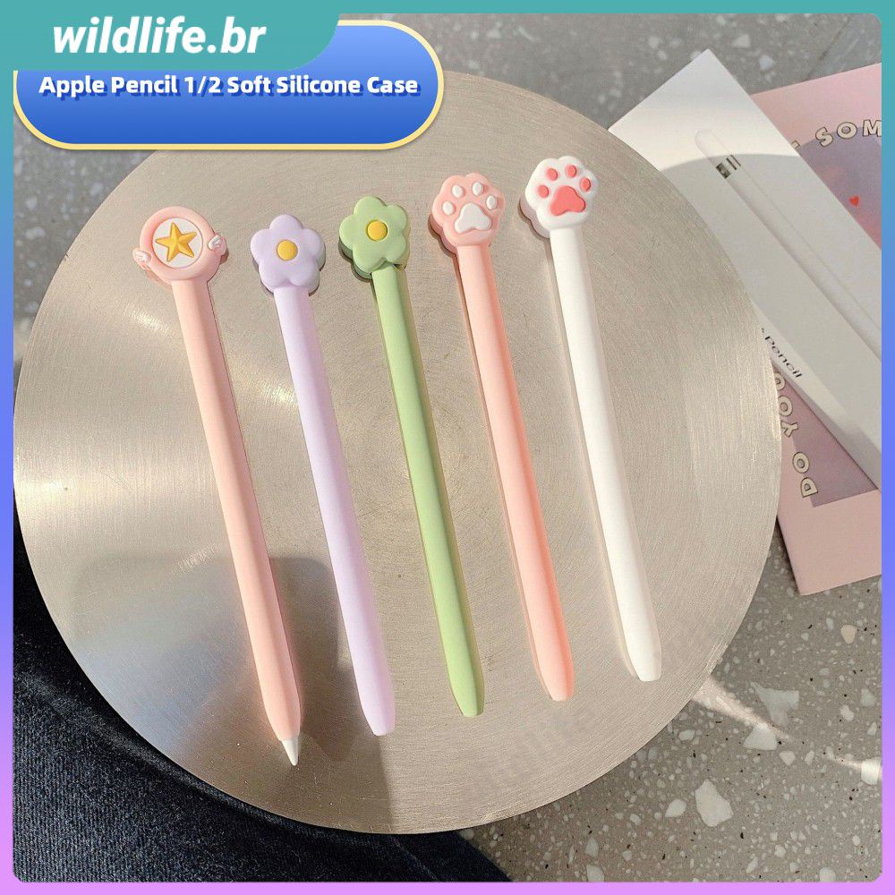 Protective Case For Apple Pencil 1 2 Generation Cartoon Cute Full Cover Silicone Pen Point Stylus Penpoint Cover Protector Pen Case Accessories Wildlife