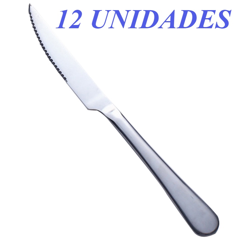 12 Faca De Mesa Aço Inox Para Casa, Bar, Restaurante, Pizzaria, Buffet , Hotel e Pousadas