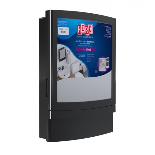Armário Para Banheiro Tivoli Com Gaveta Preto - Herc em Oferta na Shopee