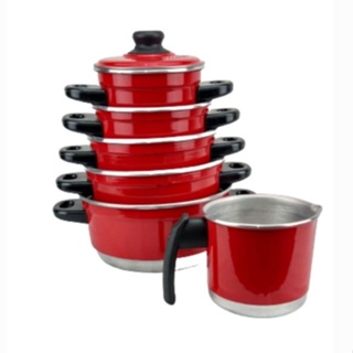 Jogo De Panelas 5 Peças Vermelho + Fervedor em Oferta na Shopee