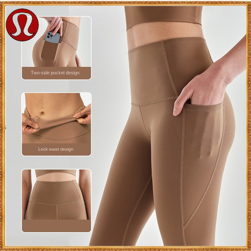 Lulemon nu esportes calças de Fitness com bolsos Anti-ondulação calças de Yoga feminino cintura alta Hip Lift KZ915