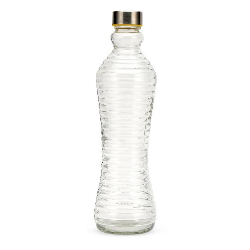 Garrafa de vidro transparente 1,0 Litro tampa inox