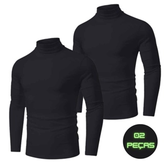 Kit 2 Camisa Gola Alta Camisa Blusa Masculina Manga Longa Camiseta Segunda Pele Proteção Solar Fator 50 UV Gola Alta em Oferta na Shopee