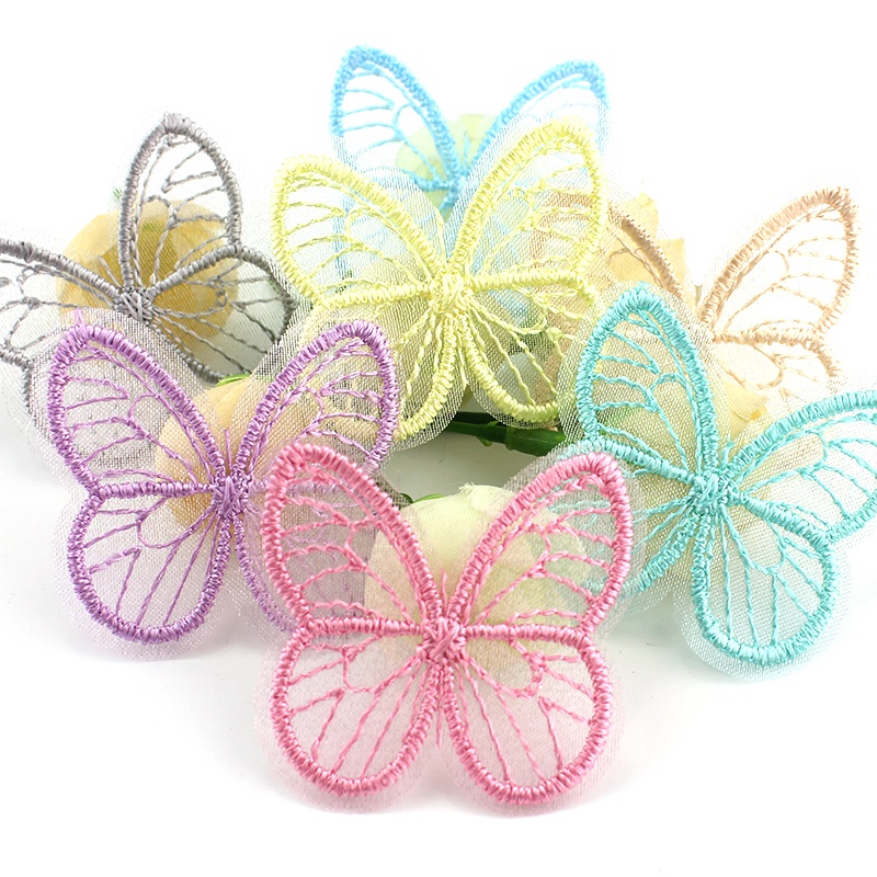 48Pcs 3.5 * 4.5cm Borboleta De Malha Bordada Para Roupas De Bricolage Cabeleireiro Decoração Chapéu Sapatos Patches Acessórios em Oferta na Shopee
