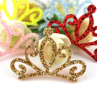 35Pcs 4.8 * 5.2cm Pó De Ouro Brilhante Em Coroa De Feltro Para Cabeleireiro De Bricolage Acessórios Decoração De Ornamentos