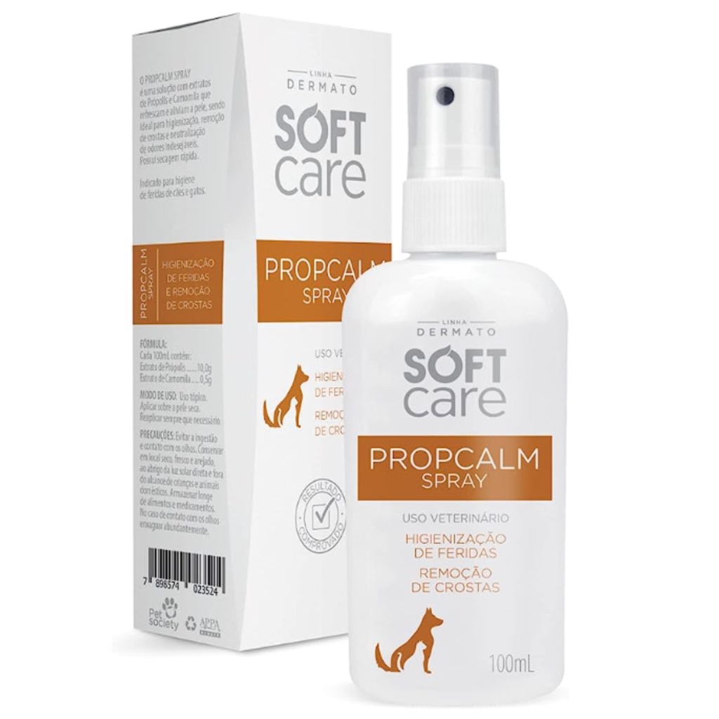 Soft Care Propcalm Spray 100ml Limpeza Feridas Cães e Gatos em Oferta na Shopee