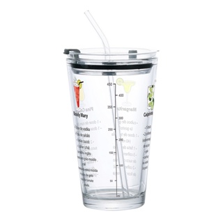 Coqueteleira Copo Open De Vidro Com Canudo Vidro Receitas em Oferta na Shopee