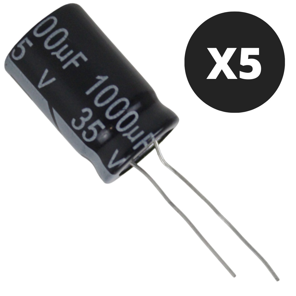 Kit 5 Capacitor eletrolitico 1000x35v-105 graus NOVO em Oferta na Shopee