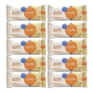 Kit com 10un Chocolate Sabores Zero Açucar Laciella 20g Branco/ Ao Leite