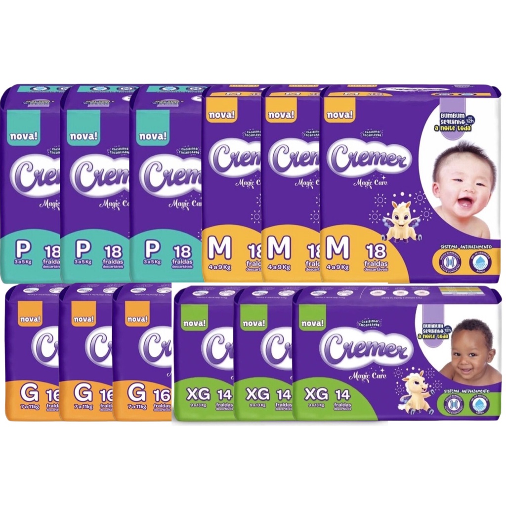KITS CREMER FRALDA DESCARTÁVEL TAMANHOS (P/M/G/EX)