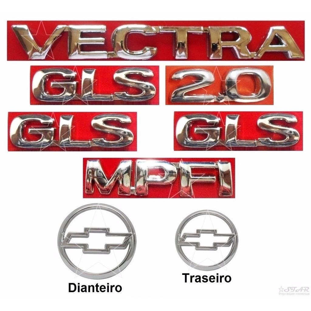 Kit Emblemas Vectra Gls 2.0 Mpfi + Laterais Gls - 97 À 99