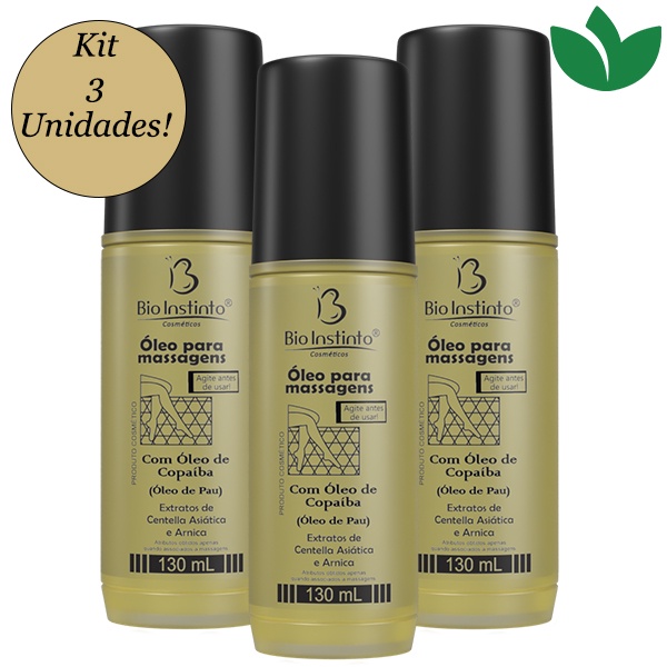Kit 3 Unidades Óleo Para Massagens Copaíba 130mL Bio Instinto