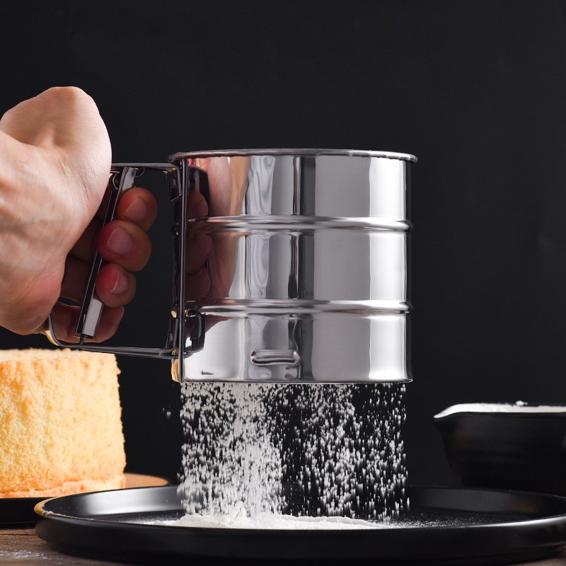 Peneira de farinha de mão de aço inoxidável malha fina peneira bolo pastelaria ferramentas cozimento pão cozinha scessories gadgets para casa