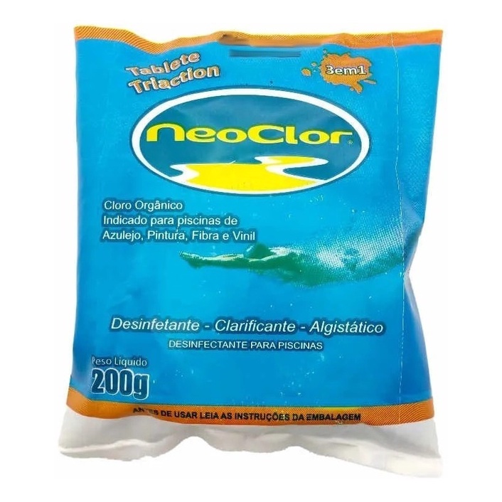 Pastilhas De Cloro 3 Em 1 200g Para Piscinas Neoclor