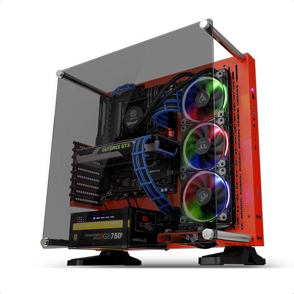 Gabinete Thermaltake Vermelho com Vidro Temperado 5mm Core P3 TG Torre Média USB SPCC CA1G400M3WN03