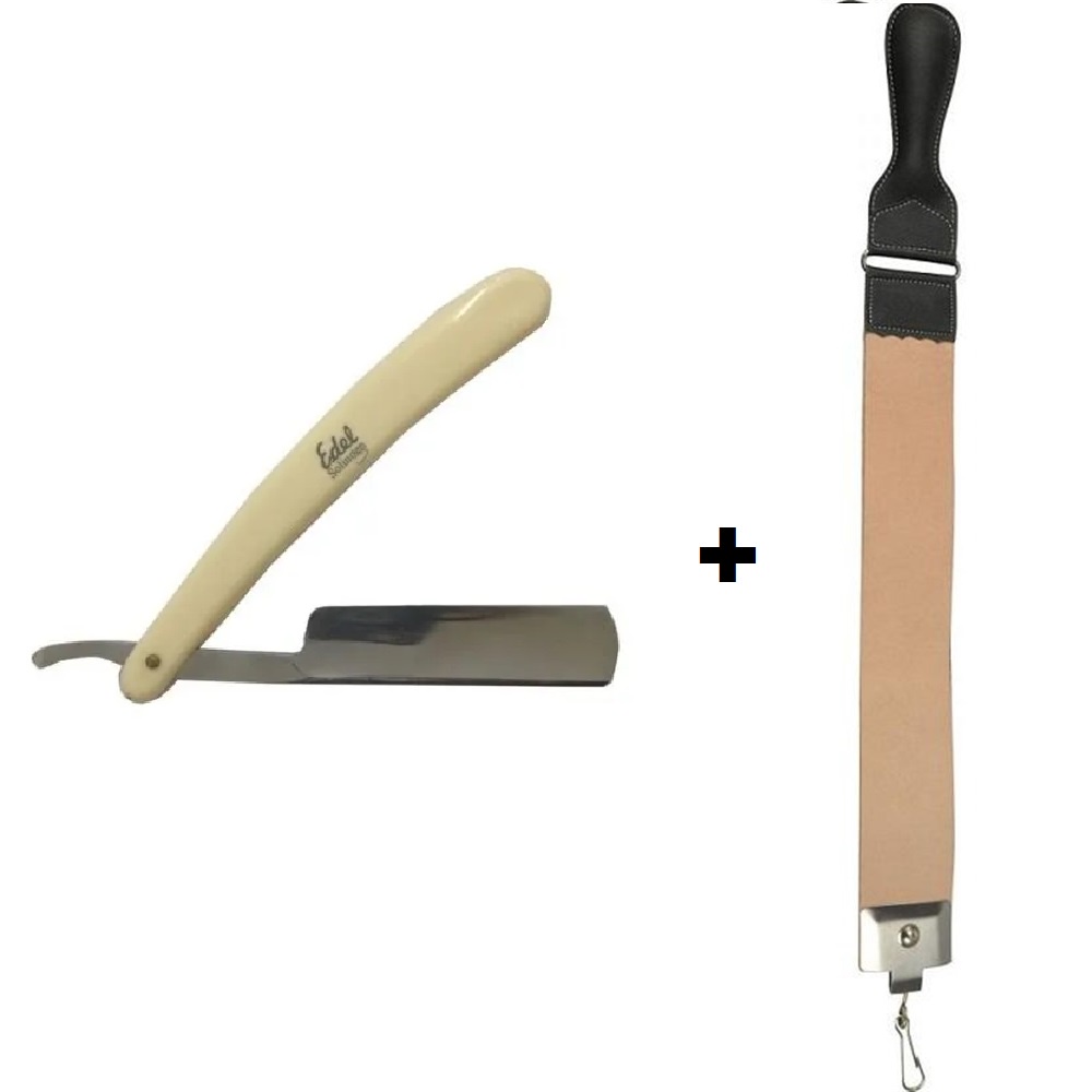 Kit Navalha Aco Inox Standard e Assentador Edel Solingen
