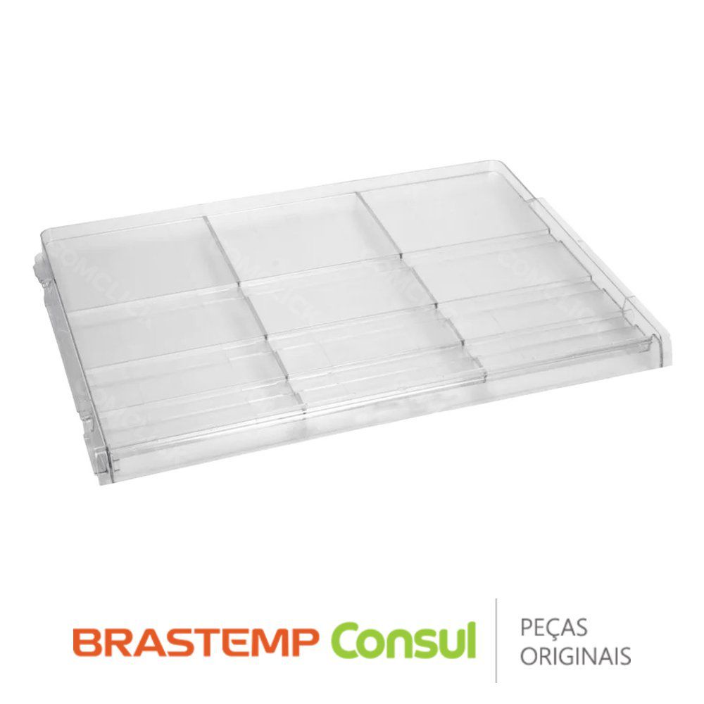 Tampa Superior da Gaveta de Legumes W10347201 Geladeira Brastemp BRK50NB, BRM50NR, BRW50NK