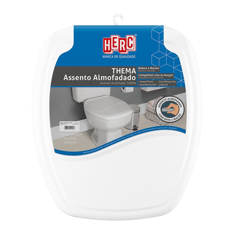 Assento Sanitario Almofadado Thema Premium Branco - Herc