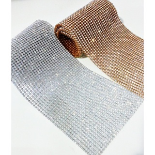 Manta de strass 10x45cm 28 fileiras dourada ou prata em Oferta na Shopee