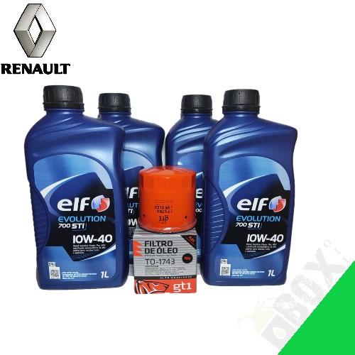 KIT TROCA DE ÓLEO LOGAN 2010>2017 12V E 16V 1.0 10W40 ELF + FILTRO