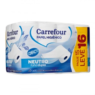 Papel Higiênico Folha Dupla 30 Metros Carrefour Leve 16 e Pague 15