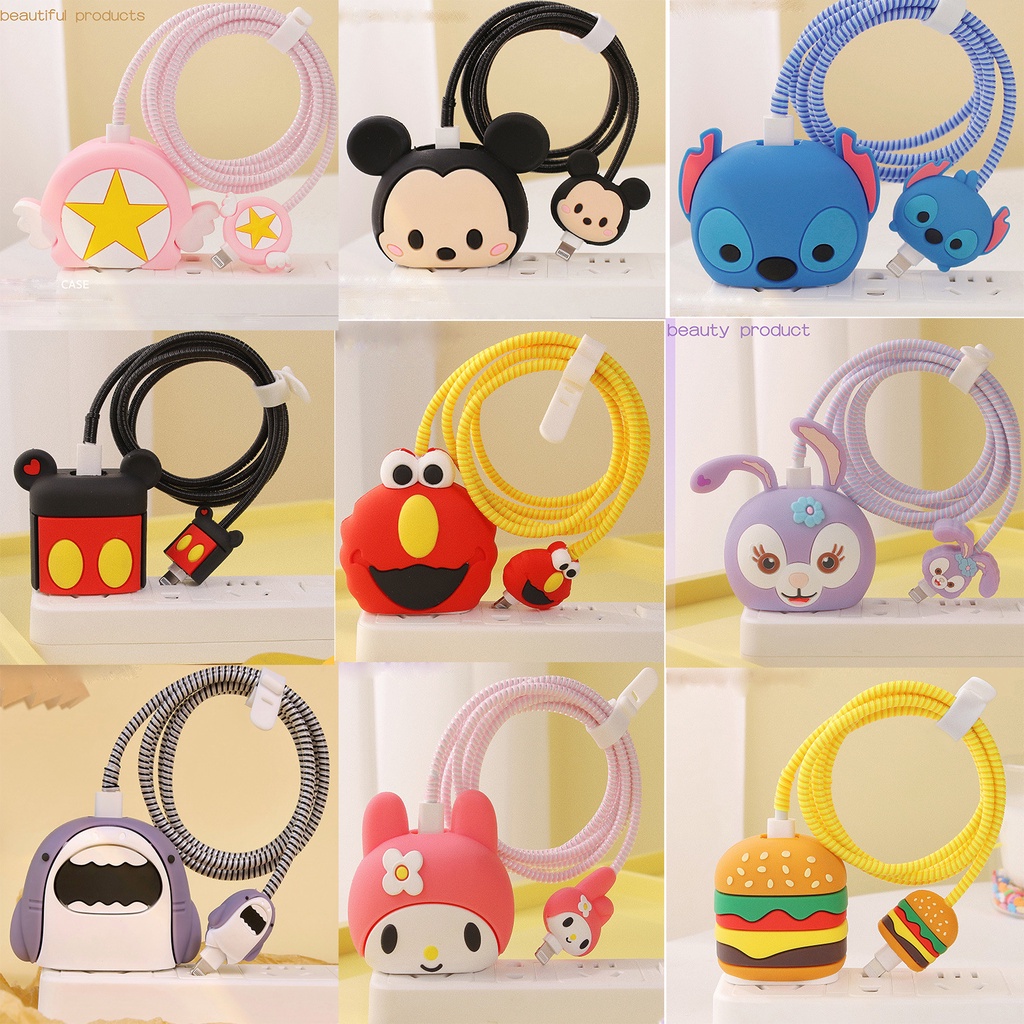 Cartoon Charger Protective Cover Compatible for Apple Fast Charging Head 18/20w Charging Head Protective Cover Winding D