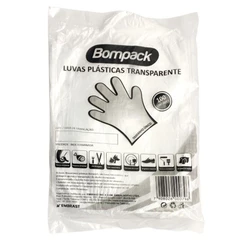 Luva Descartável Transparente - 100 unidades - Bompack