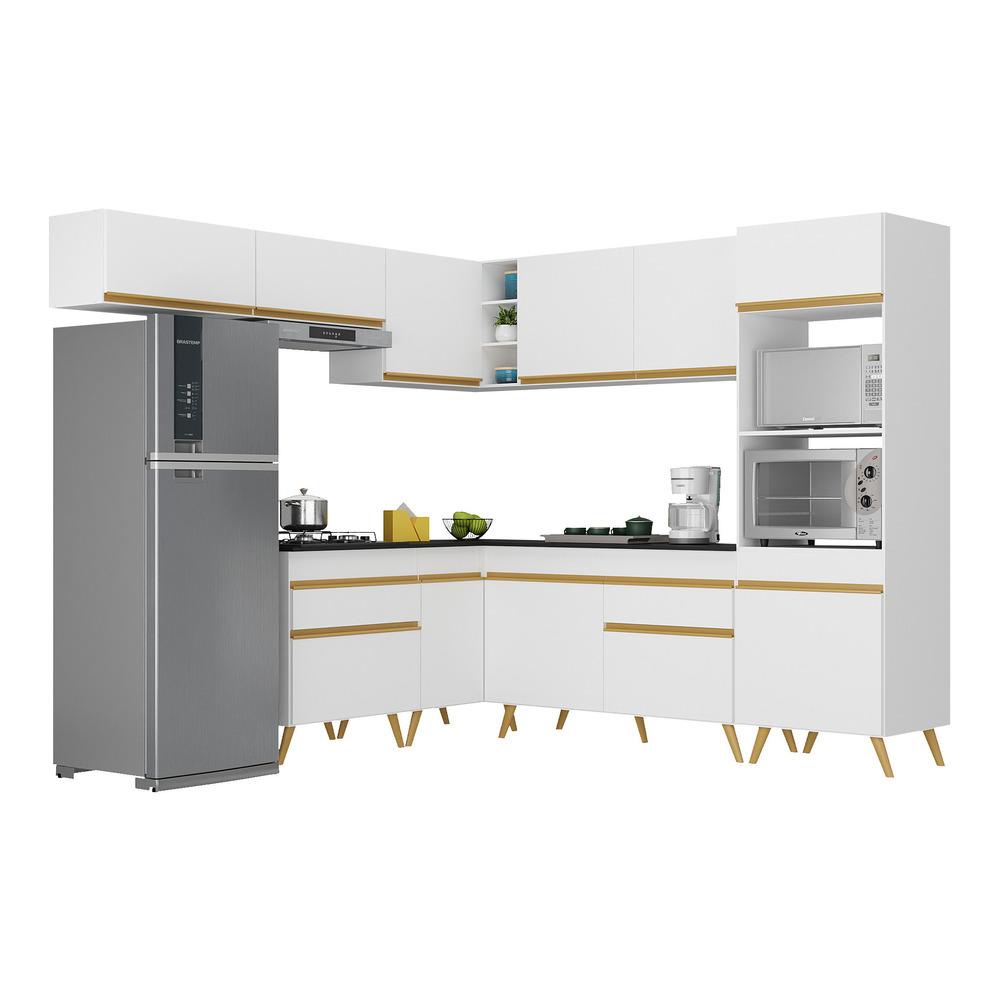 Cozinha Completa de Canto Veneza GW Multimóveis MP2070 com Armário e Balcão Branca em Oferta na Shopee