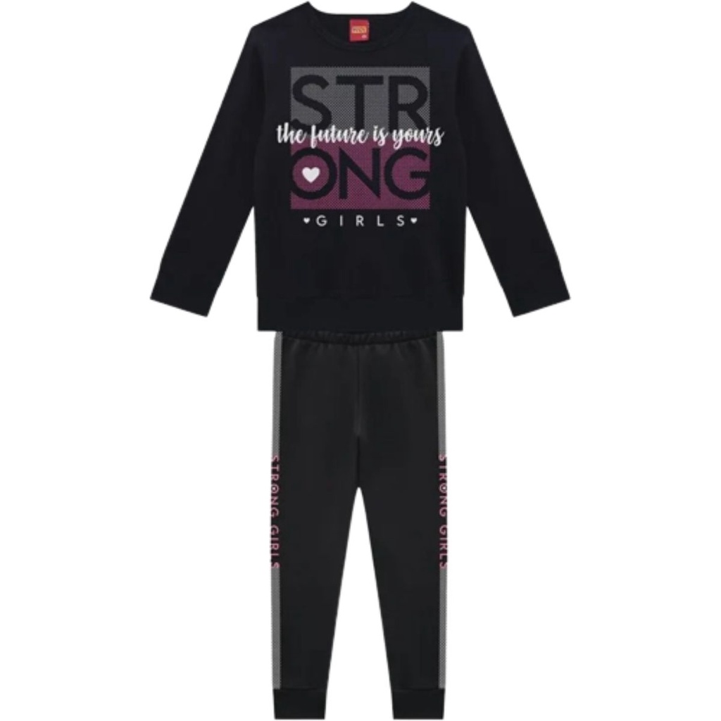 Roupa Infantil Conjunto Masculino Preto Glitter Camiseta e Calça Kyly Estiloso Quentinho Confortável