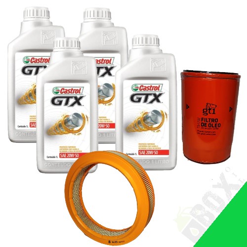 KIT TROCA DE ÓLEO 20W50 CASTROL GTX + FILTROS MOTOR AP