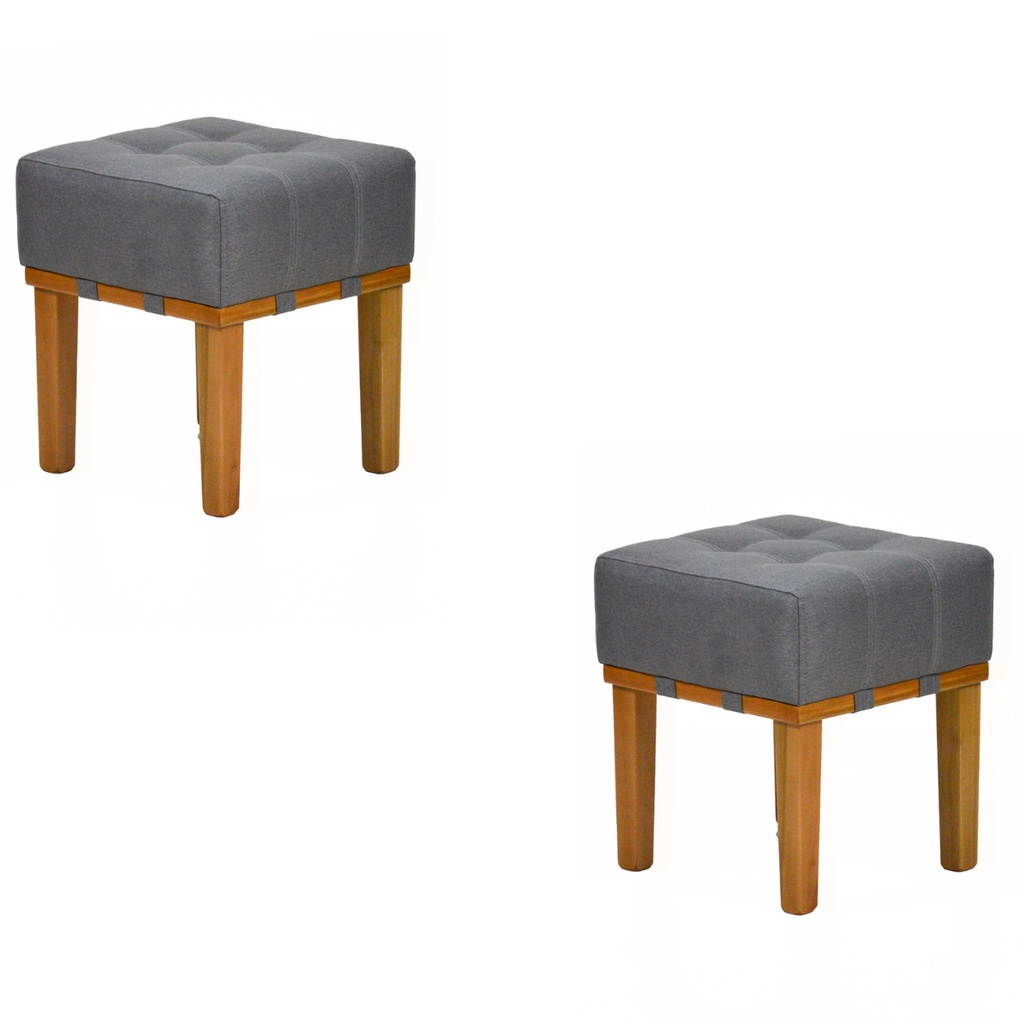 Kit 2 Puff Banquetas Apolo Para Sala de Estar Madeira Maciça Sanna Decor em Oferta na Shopee