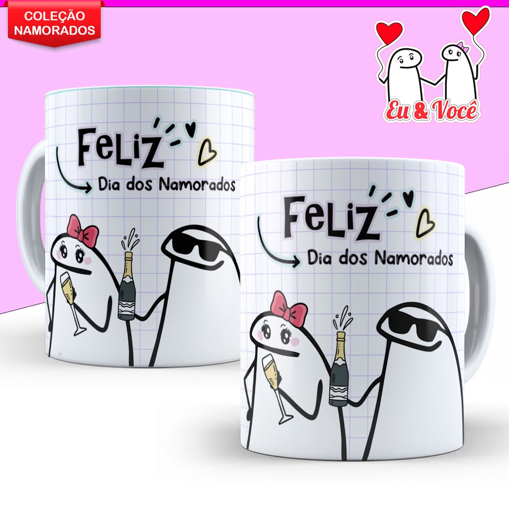 Caneca Casal Dia dos Namorados Namorada Presente para Namorado Flork Meme Cesta Personalizada Lembracinha