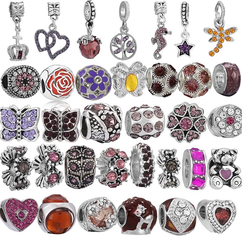 Pingentes De Cristal Púrpura Fashion DIY Charms Pendants Fits Charm Bracelet Colar Para Jóias Femininas Acessórios