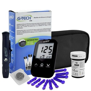 Kit Completo Medidor de Glicose Diabetes G-Tech Lite em Oferta na Shopee