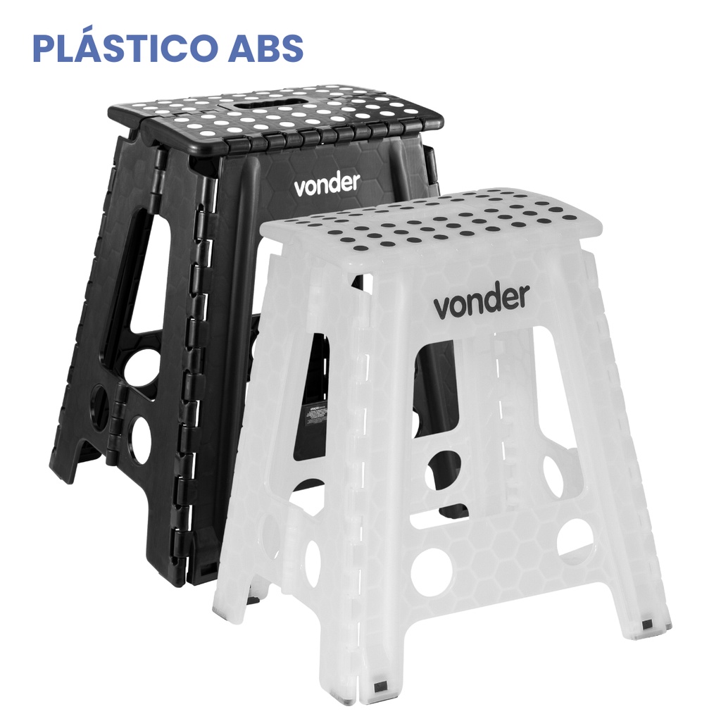 Banqueta Plástica Multiuso Dobrável Alça 450mm 150Kg Vonder em Oferta na Shopee