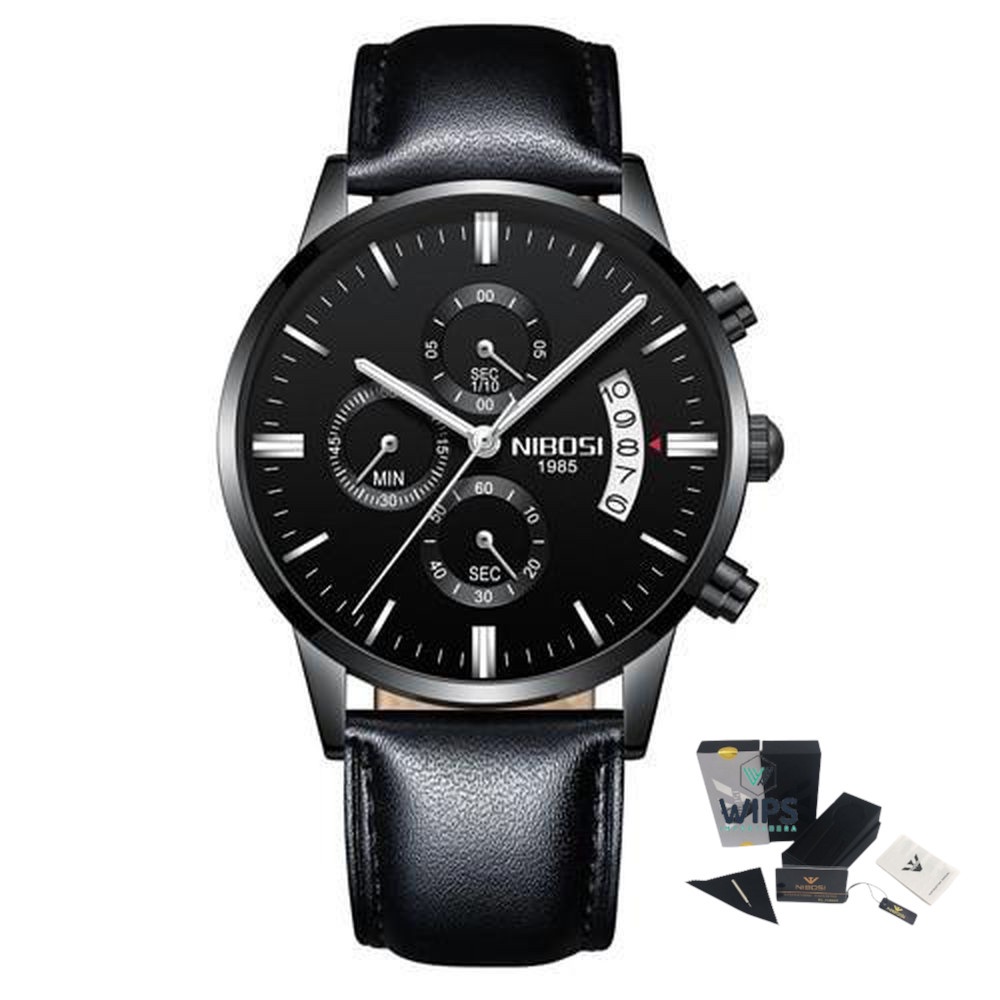 Relógio Masculino Luxo Couro Analógico Nibosi 2309 Original
