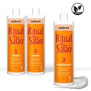 Restauração e Hidratação Ritual de Salão - Shampoo 500ml (2 unidades) + Condicionador 500ml (1 unidade) Gaboni