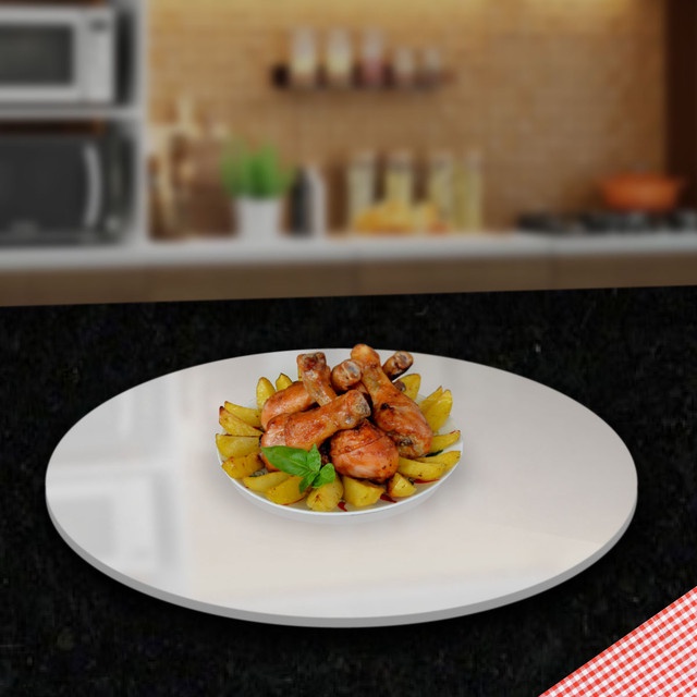 Prato Giratório Sobrepor Servir Mesa De Jantar Branco 50 Cm