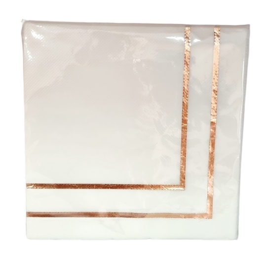 Guardanapo Papel Decorado Branco Listra Rosé Gold - 10 unid em Oferta na Shopee