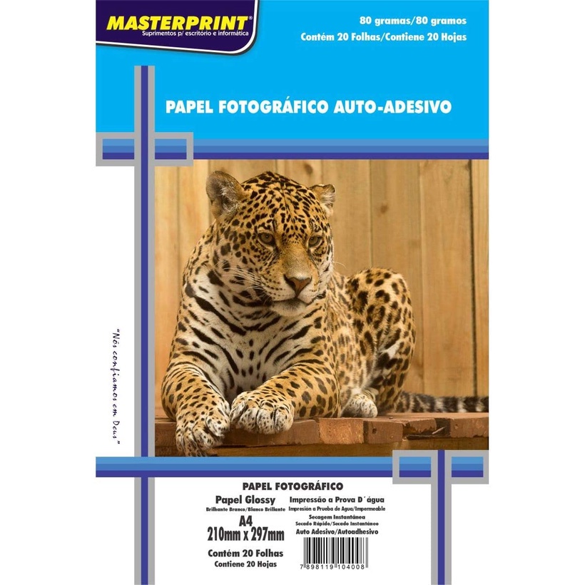Papel Fotográfico Adesivo A4 Glossy 80G 20fls Masterprint em Oferta na Shopee