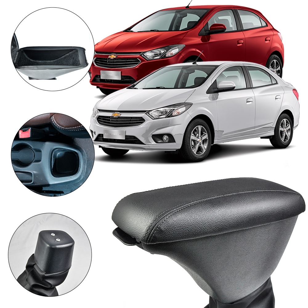 Apoio De Braço Onix Plus/ Hatch 2021/2023 Couro Cinza