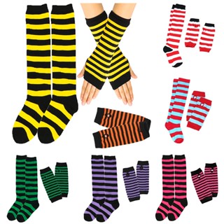 Cosplay Luvas Aquecedoras De Braço De Dança Longa Meias Conjunto De Presentes Adequadas Para 6-12 Anos Clássico Keep Warm Knitted
