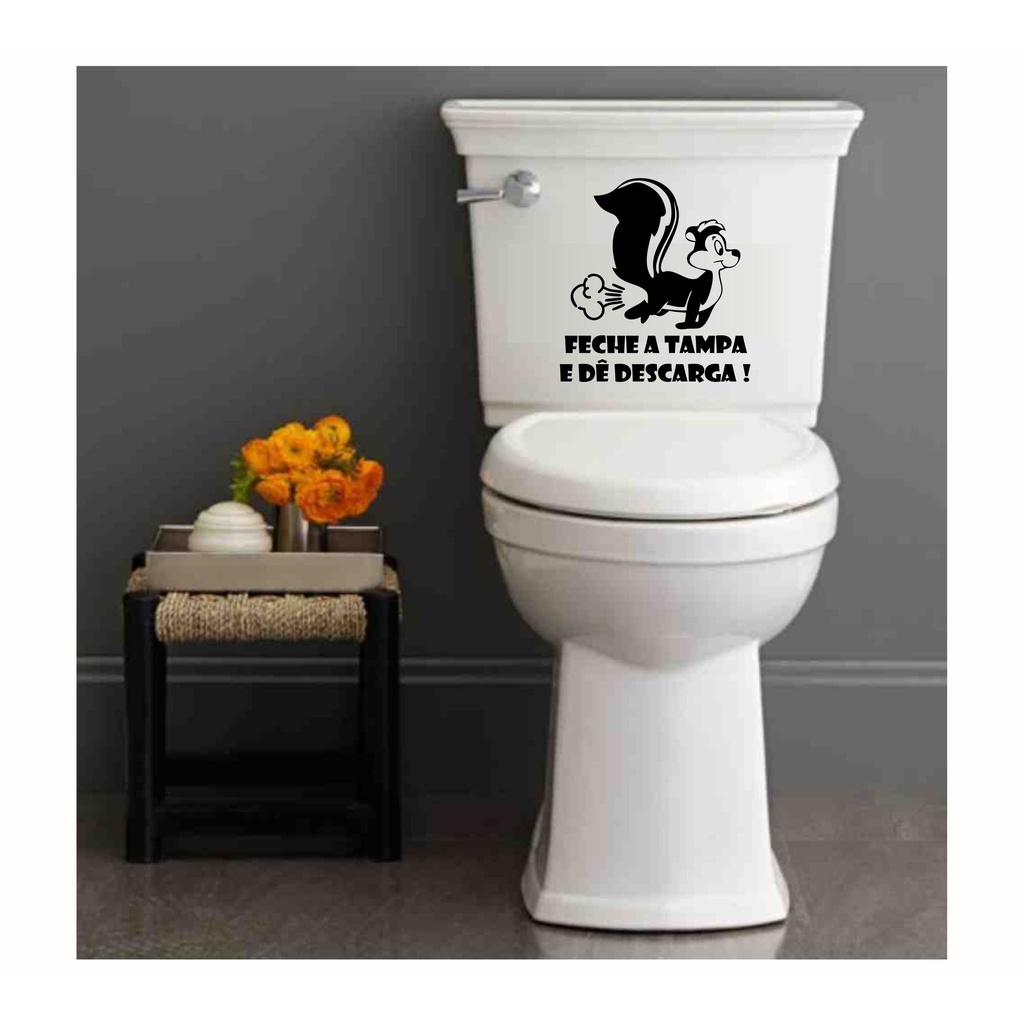 Adesivo Vaso Sanitário Pepe Le Pew feche a tampa e dê descarga em Oferta na Shopee