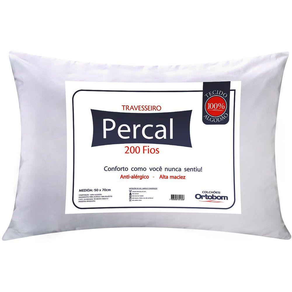 Travesseiro Ortobom Percal 200 Fios 70x50cm em Oferta na Shopee