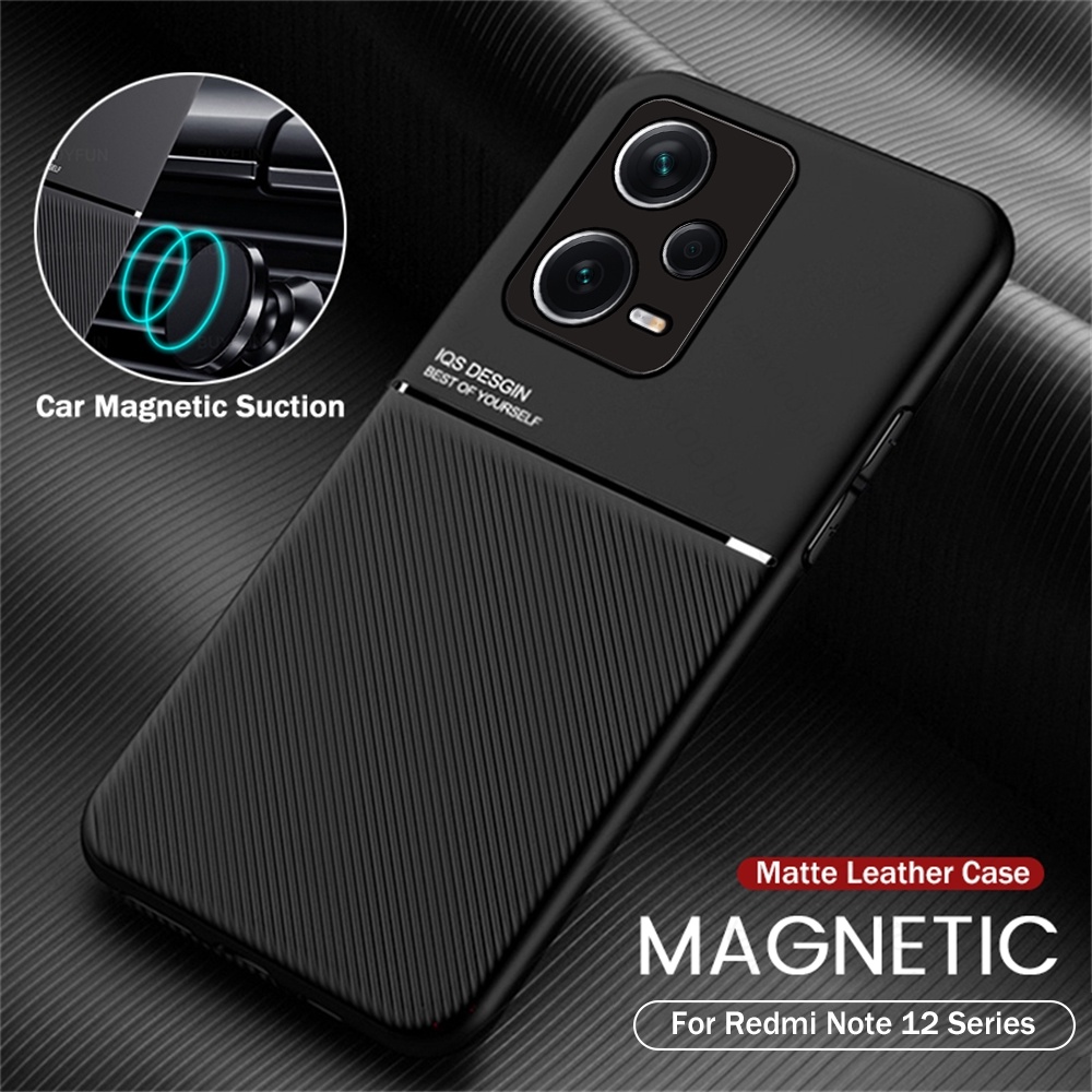 Capa De Couro Magnética Para Carro Redmi Note 12 Pro Plus Note12 + 5G Silicone À Prova De Choque Coque Redmy Not 12 ProPlus