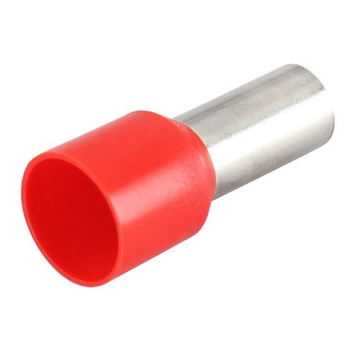 50x Kit Terminal Tubular Ilhós 35mm Vermelho Pré Isolado
