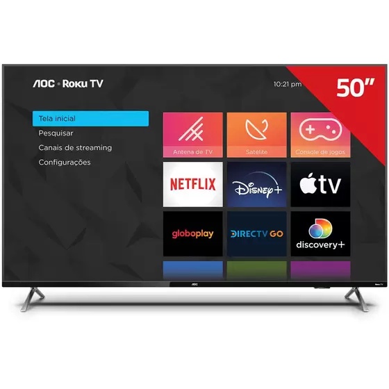 Smart Tv Aoc Roku Led 50 Polegadas 4k Uhd Wi-fi 50u6125/78g BIVOLT