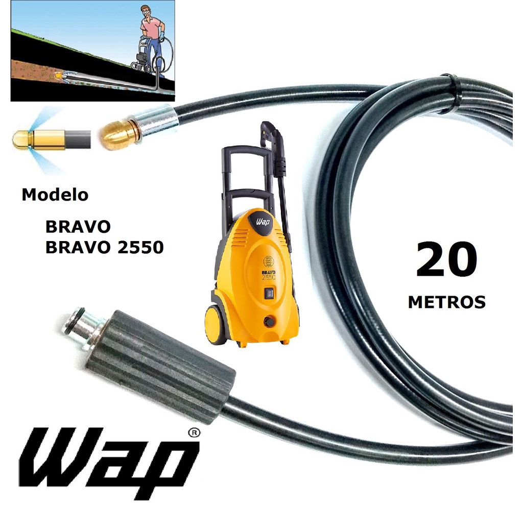 Mangueira desentupidora de tubulação WAP - 20 Metros - Wap BRAVO