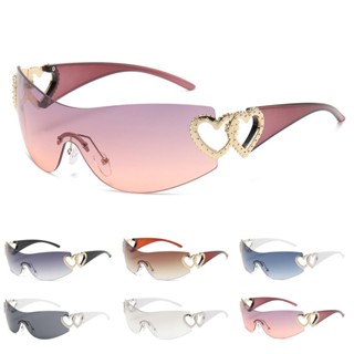 Designer de Moda Óculos de sol Mulher 2023 de Luxo Tendência Sombra Rosa Goggle 2000